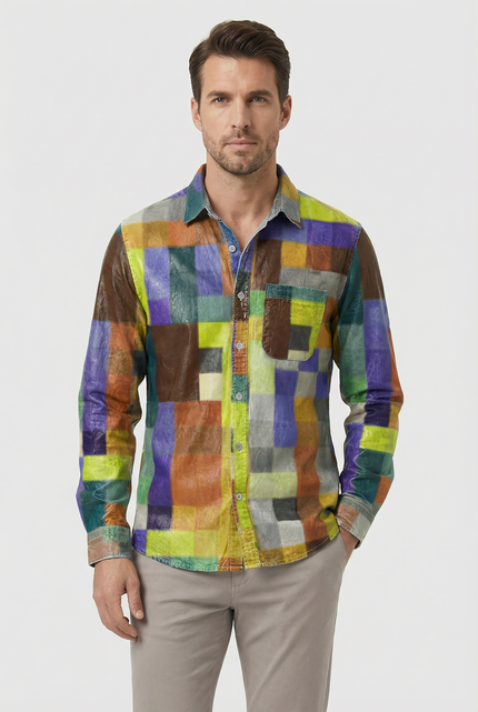 Men’s Patchwork Button Shirt