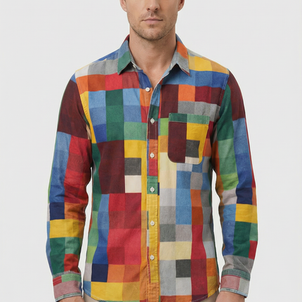 Men’s Patchwork Button Shirt