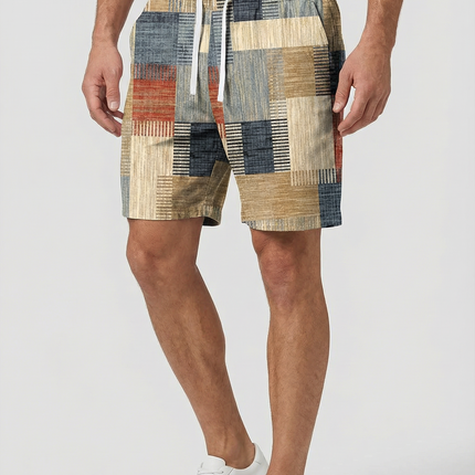 Men’s Patchwork Drawstring Shorts