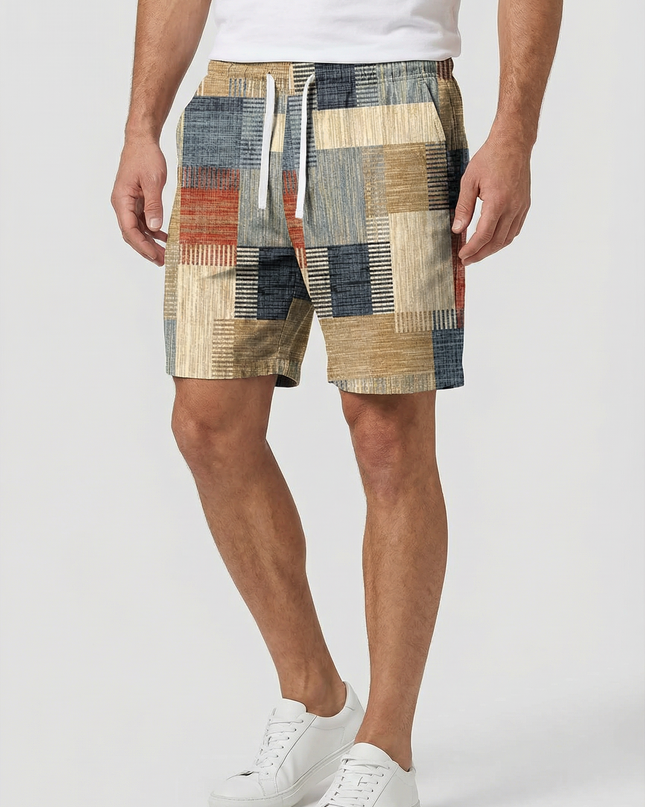 Men’s Patchwork Drawstring Shorts