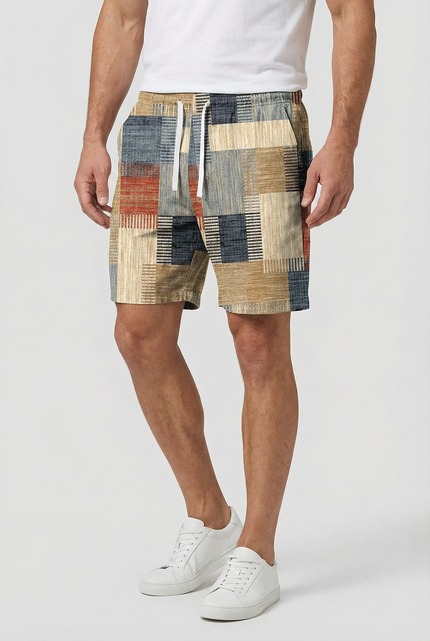 Men’s Patchwork Drawstring Shorts