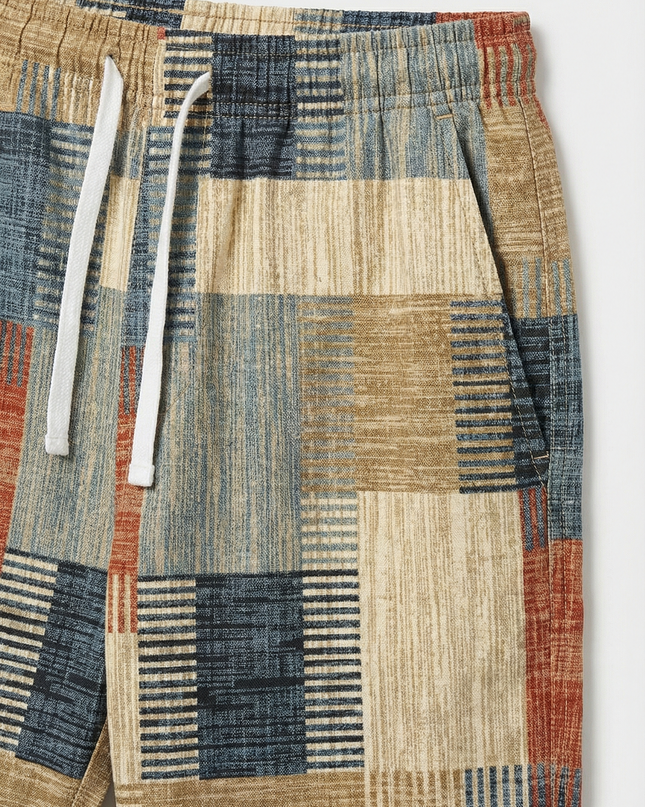 Men’s Patchwork Drawstring Shorts