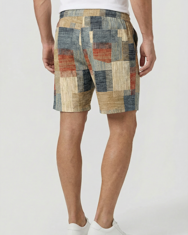 Men’s Patchwork Drawstring Shorts