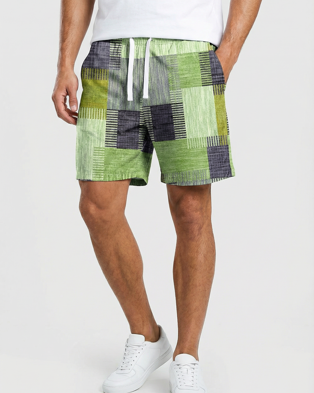 Men’s Patchwork Drawstring Shorts