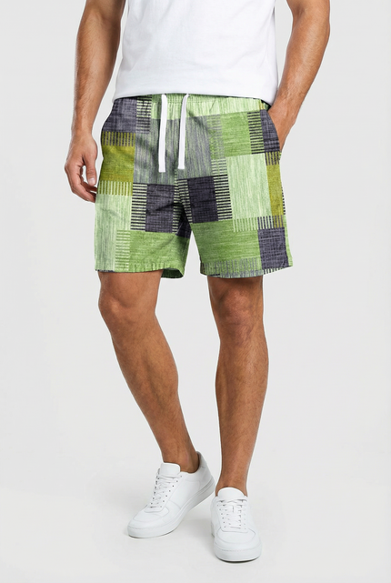 Men’s Patchwork Drawstring Shorts