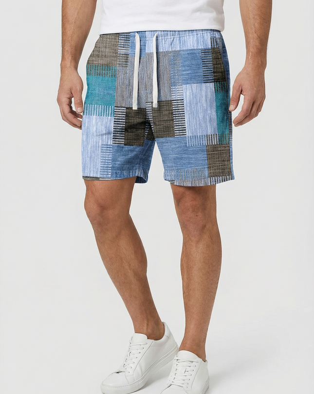 Men’s Patchwork Drawstring Shorts