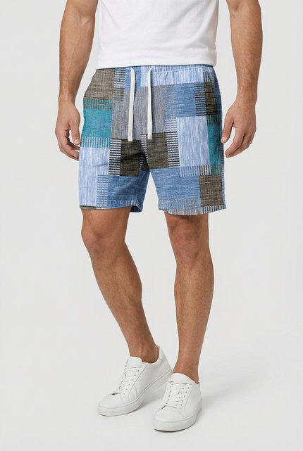 Men’s Patchwork Drawstring Shorts