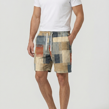 Men’s Patchwork Drawstring Shorts