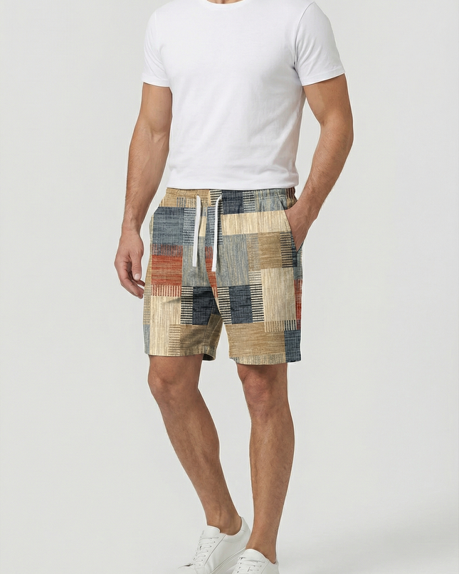 Men’s Patchwork Drawstring Shorts