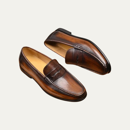 Men’s Penny Loafers with Apron Toe and Slip-On Design