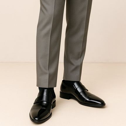 Men’s Penny Loafers with Panel Detail and Low Block Heel