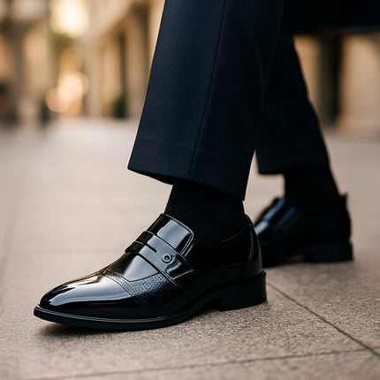 Men’s Penny Loafers with Panel Detail and Low Block Heel