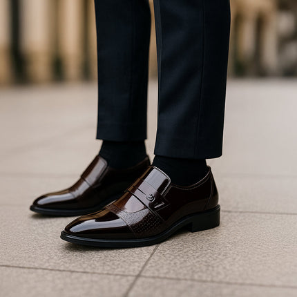 Men’s Penny Loafers with Panel Detail and Low Block Heel