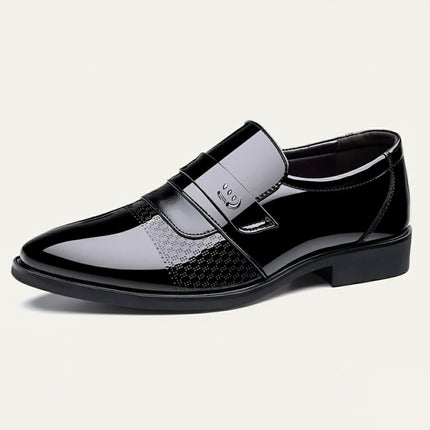 Men’s Penny Loafers with Panel Detail and Low Block Heel