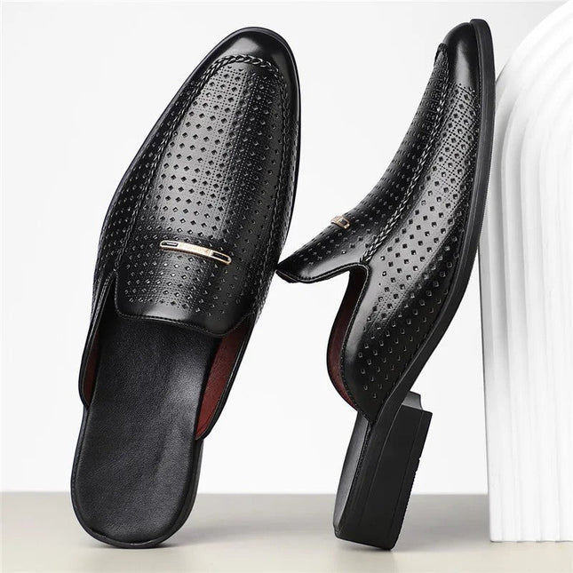 Men’s Perforated Backless Loafer Mules