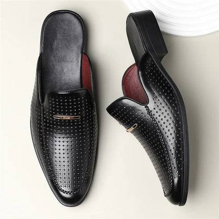 Men’s Perforated Backless Loafer Mules