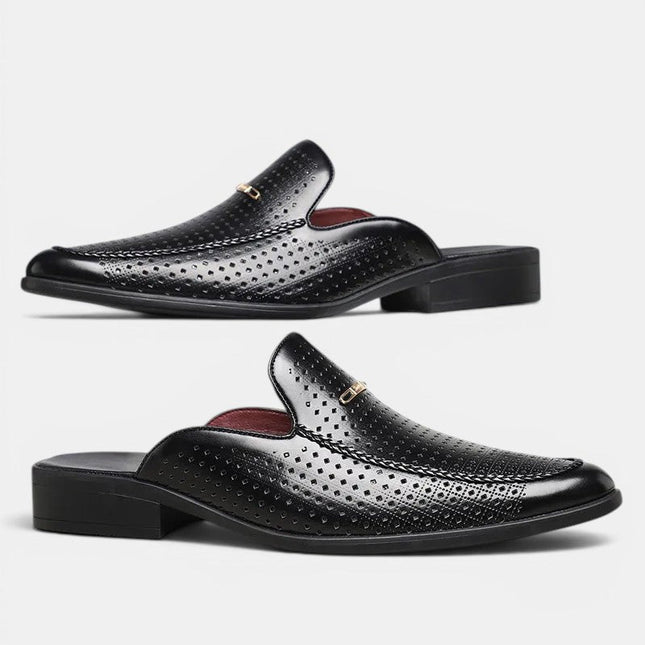 Men’s Perforated Backless Loafer Mules