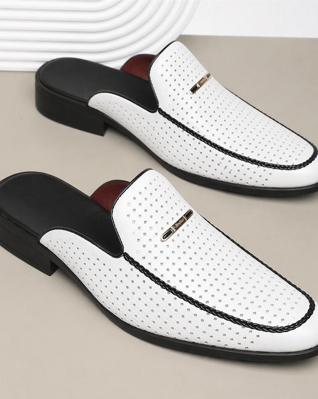 Men’s Perforated Backless Loafer Mules