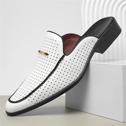 Men’s Perforated Backless Loafer Mules