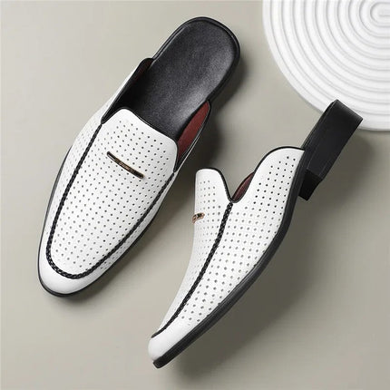 Men’s Perforated Backless Loafer Mules