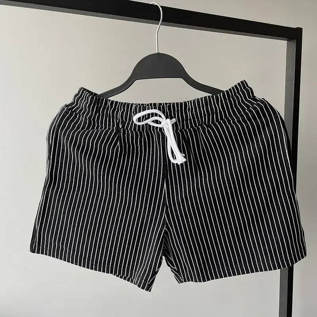Men’s Pinstripe Drawstring Casual Shorts