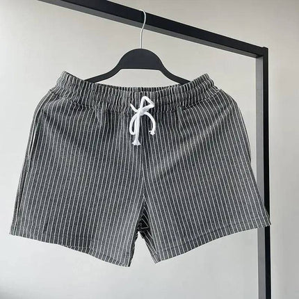 Men’s Pinstripe Drawstring Casual Shorts
