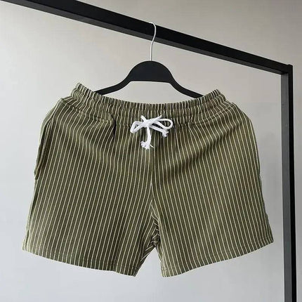 Men’s Pinstripe Drawstring Casual Shorts