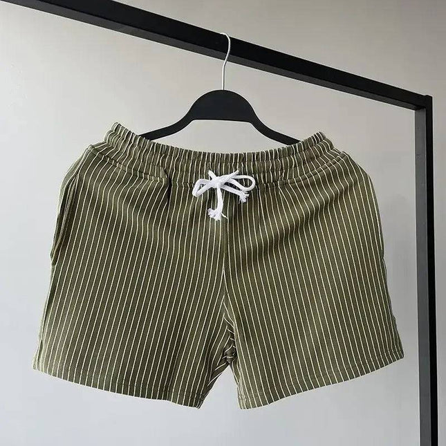 Men’s Pinstripe Drawstring Casual Shorts