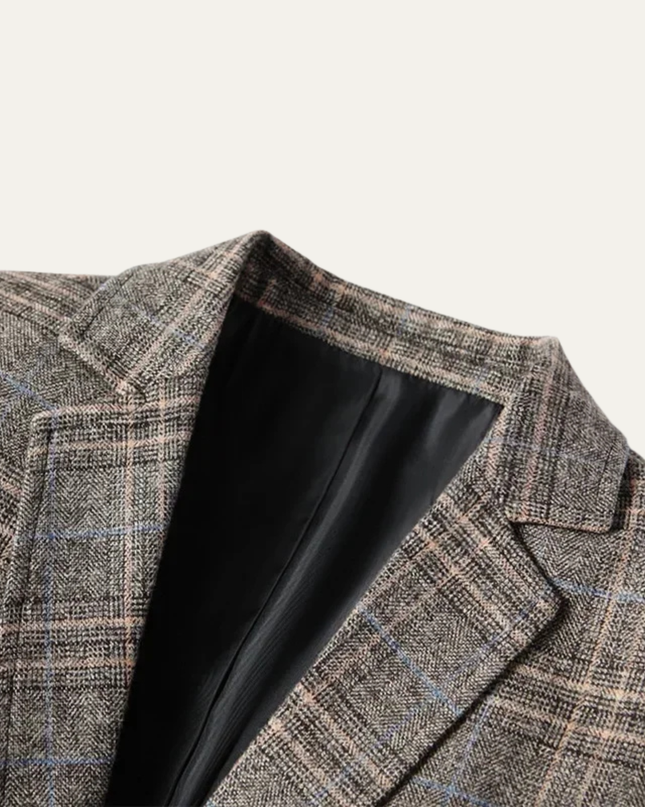 Men’s Plaid Two-Button Blazer