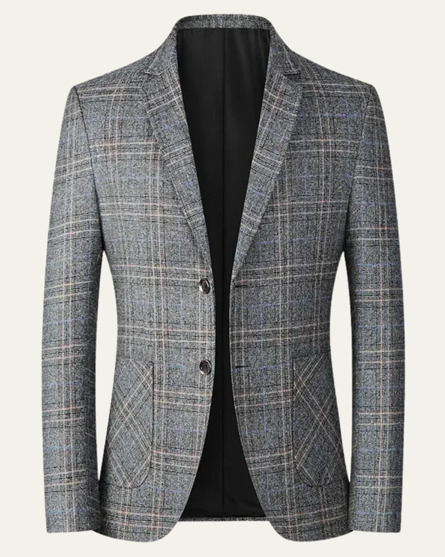 Men’s Plaid Two-Button Blazer