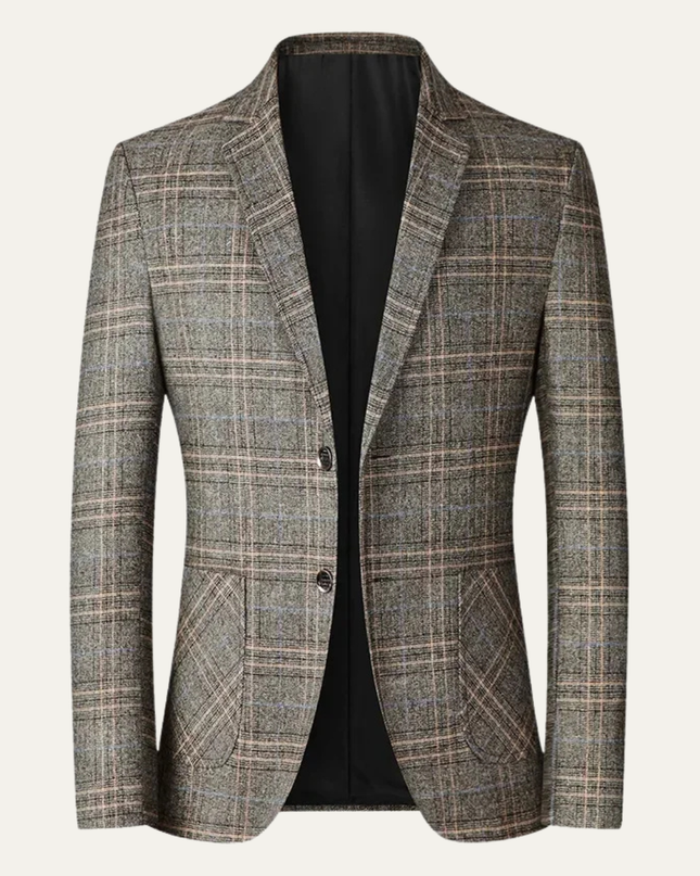 Men’s Plaid Two-Button Blazer