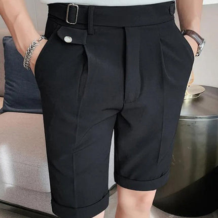 Men’s Pleated Buckle Waist Shorts