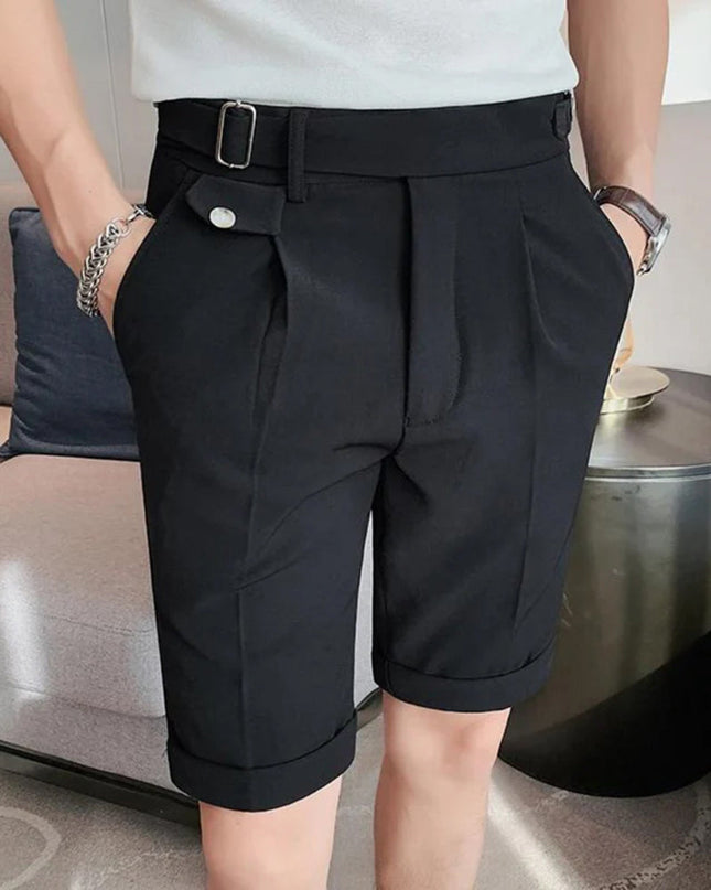 Men’s Pleated Buckle Waist Shorts