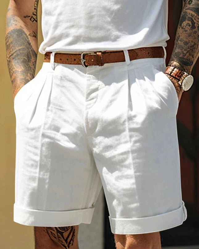 Men’s Pleated Turn Up Shorts