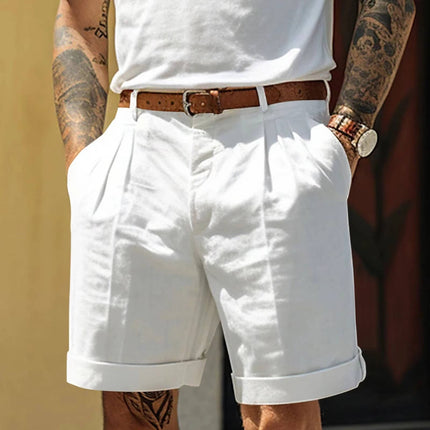Men’s Pleated Turn Up Shorts