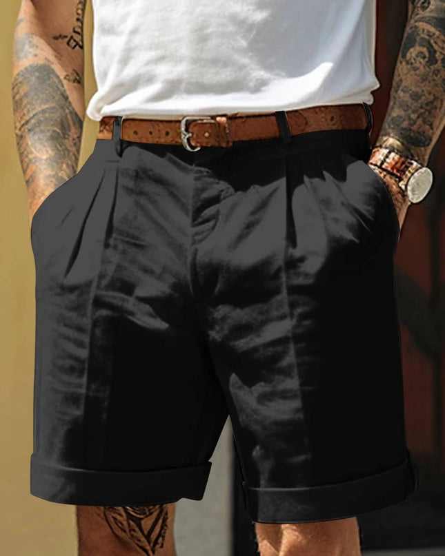 Men’s Pleated Turn Up Shorts