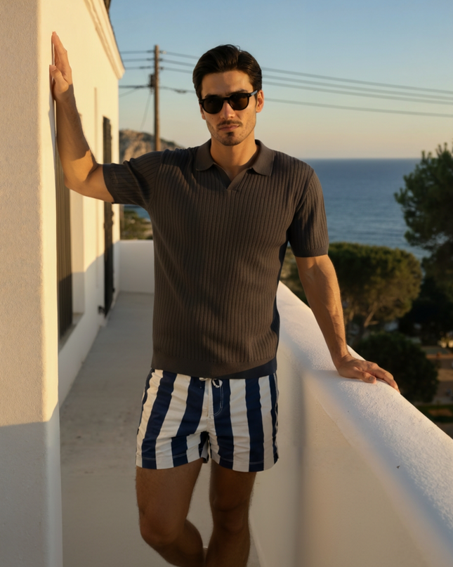 Men’s Ribbed Knit Polo