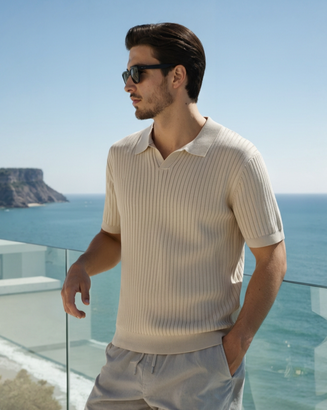 Men’s Ribbed Knit Polo