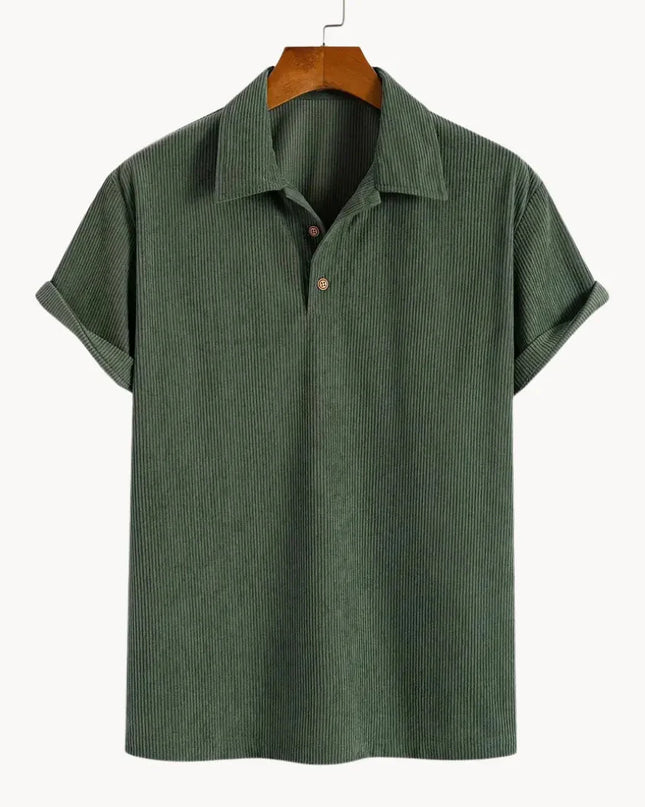 Men’s Ribbed Polo Top – Open Collar Summer Shirt