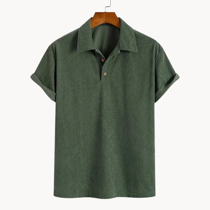 Men’s Ribbed Polo Top – Open Collar Summer Shirt