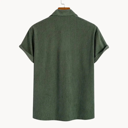 Men’s Ribbed Polo Top – Open Collar Summer Shirt