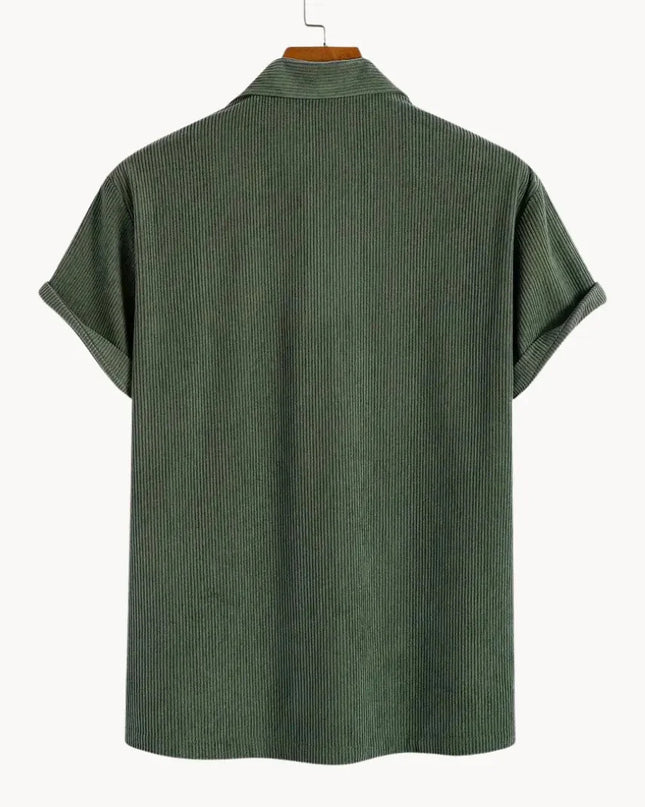Men’s Ribbed Polo Top – Open Collar Summer Shirt