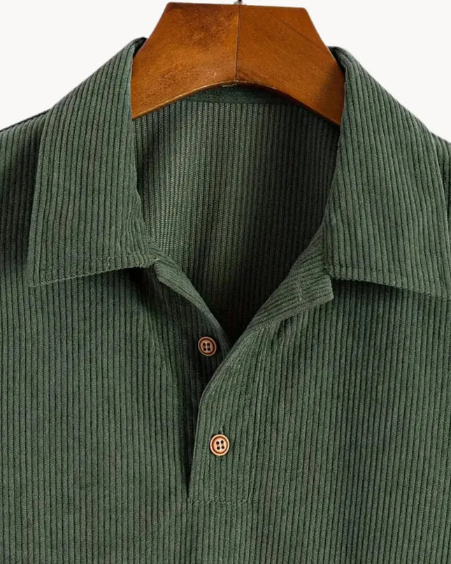 Men’s Ribbed Polo Top – Open Collar Summer Shirt