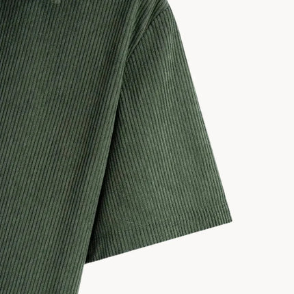 Men’s Ribbed Polo Top – Open Collar Summer Shirt