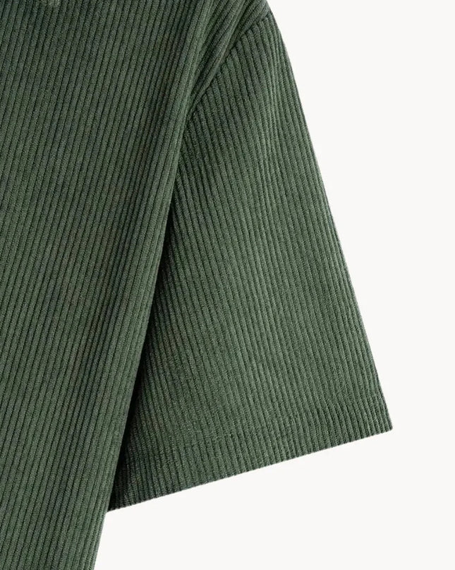 Men’s Ribbed Polo Top – Open Collar Summer Shirt