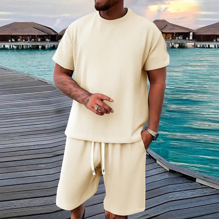 Men’s Ribbed T-Shirt and Shorts Set