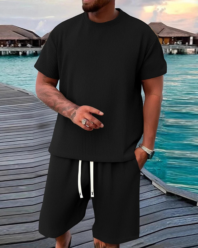 Men’s Ribbed T-Shirt and Shorts Set