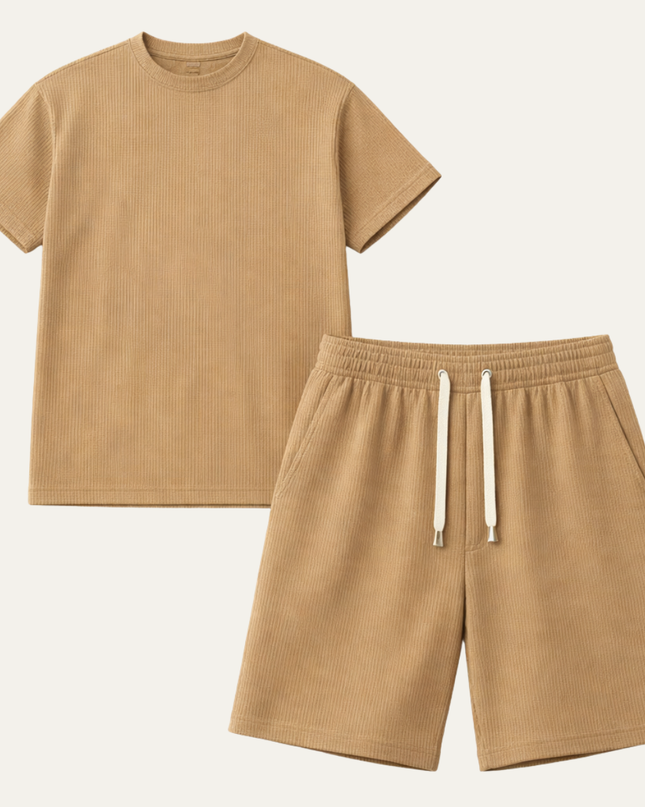 Men’s Ribbed T-Shirt and Shorts Set