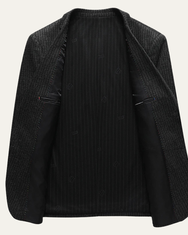 Men’s Ribbed Texture Two-Button Blazer