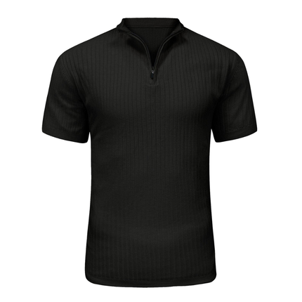 Men’s Ribbed Zip Polo – Short Sleeve Knit Top